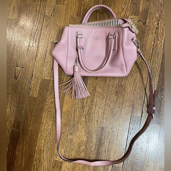 Mauve Kate Spade Satchel Purse with tassel - Picture 14 of 16